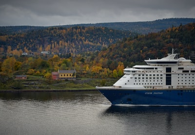 On the calm waters of blue and white passenger
